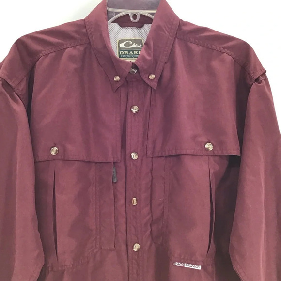Drake Men’s Waterfowl Solid Wingshooter’s L/S Shirt Windsor Wine Size Small - Picture 4 of 7